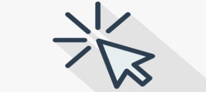 cursor arrow, click thin line flat color icon. Linear vector symbol. Colorful long shadow design.