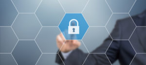 Cyber security concept on virtual screen