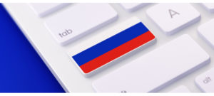 Russian Flag Keyboard button with Selective Focus