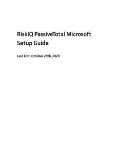 RiskIQ PassiveTotal Microsoft Setup Guide