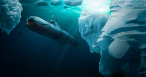 Submarine dives under the ice