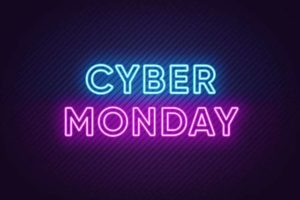 Neon Cyber Monday Banner. Text and Title of Cyber Monday