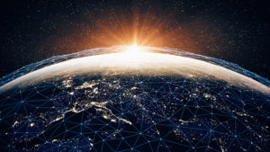 Global Communication Network (World Map Credits To NASA)