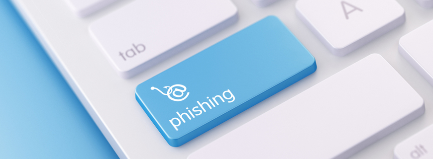 Modern Keyboard wih Blue e-mail phishing Button